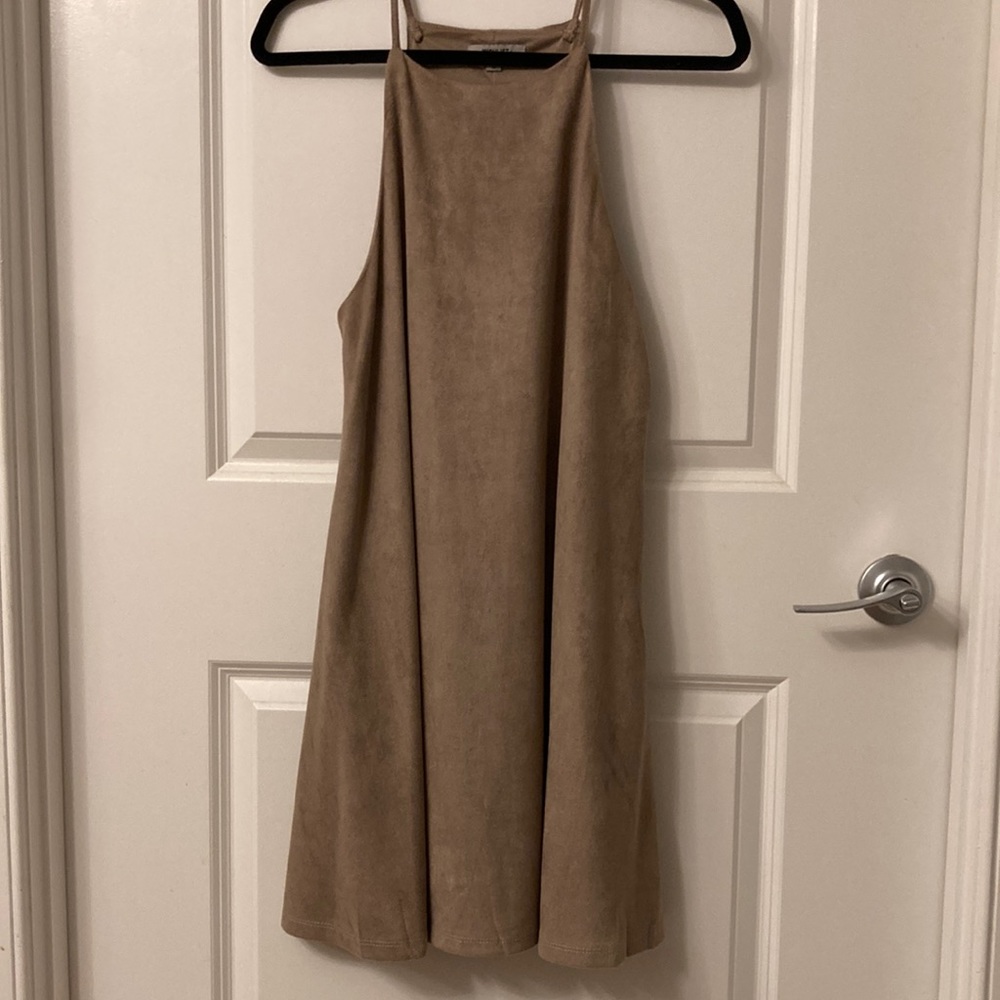 Super soft suede-like brown dress